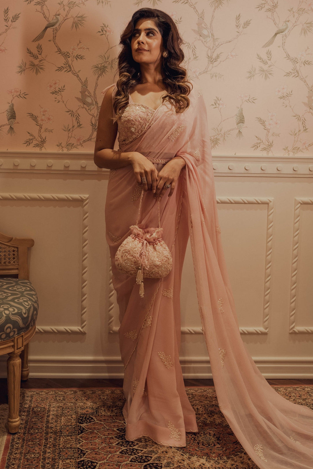 Mehal Kejriwal Pink Dandelion Saree