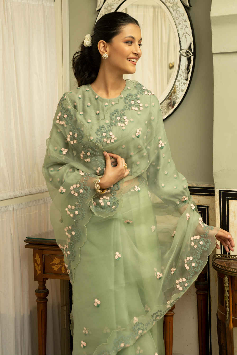 Green Dutch Miniature Saree