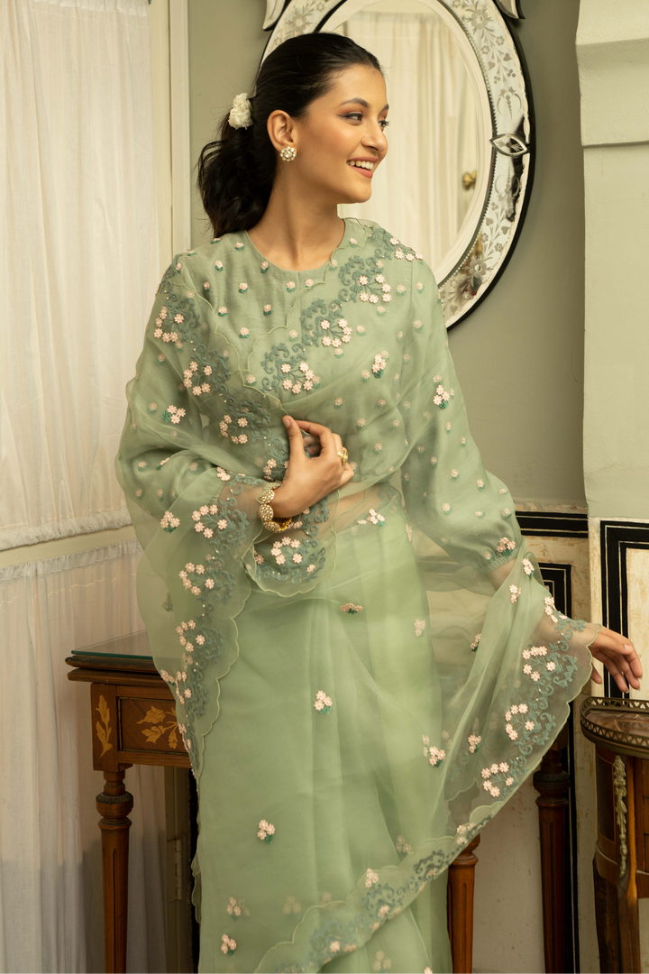 Green Dutch Miniature Saree