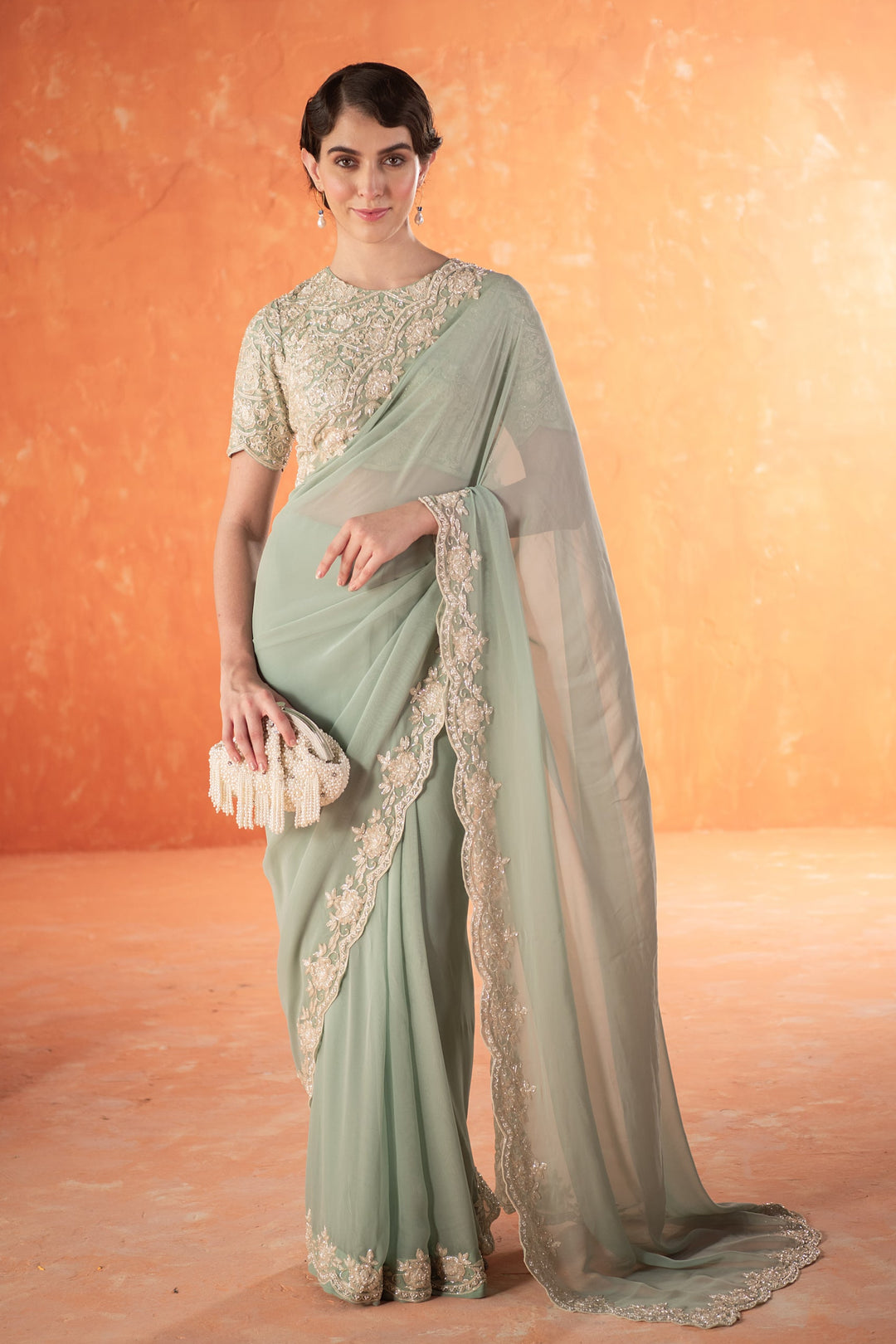Teal Chandelier Saree