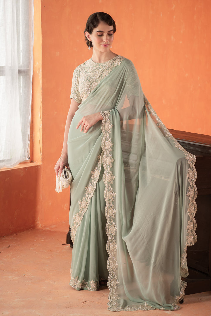 Teal Chandelier Saree