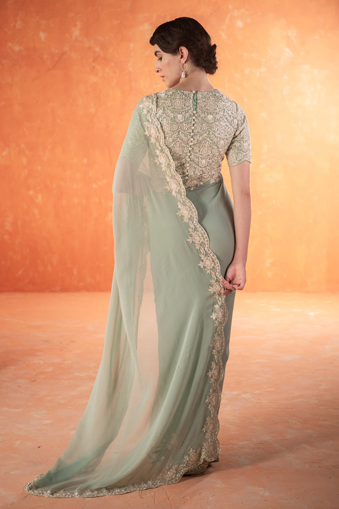 Teal Chandelier Saree