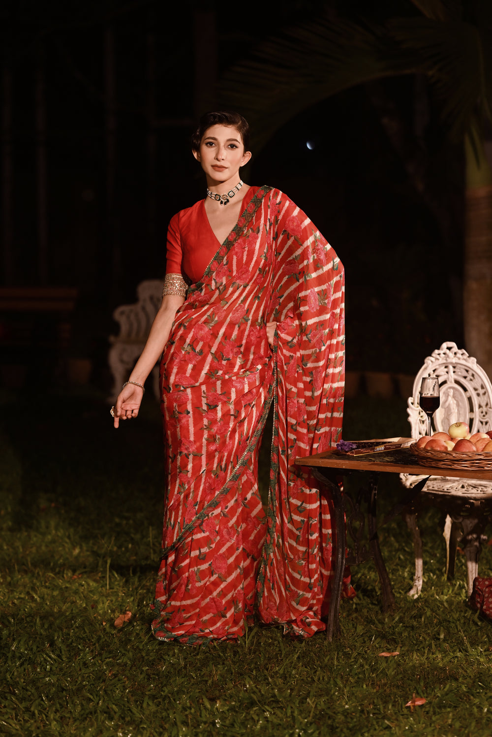 Red Magnolia Saree