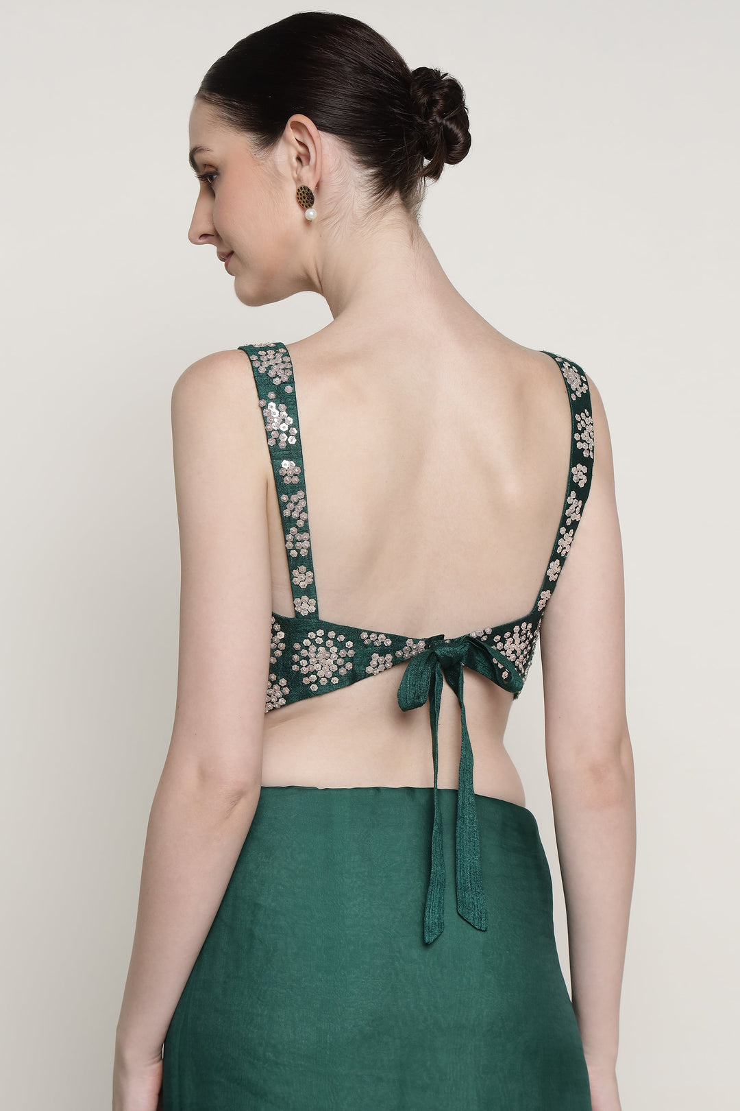 Green Glowing Dandelion Saree