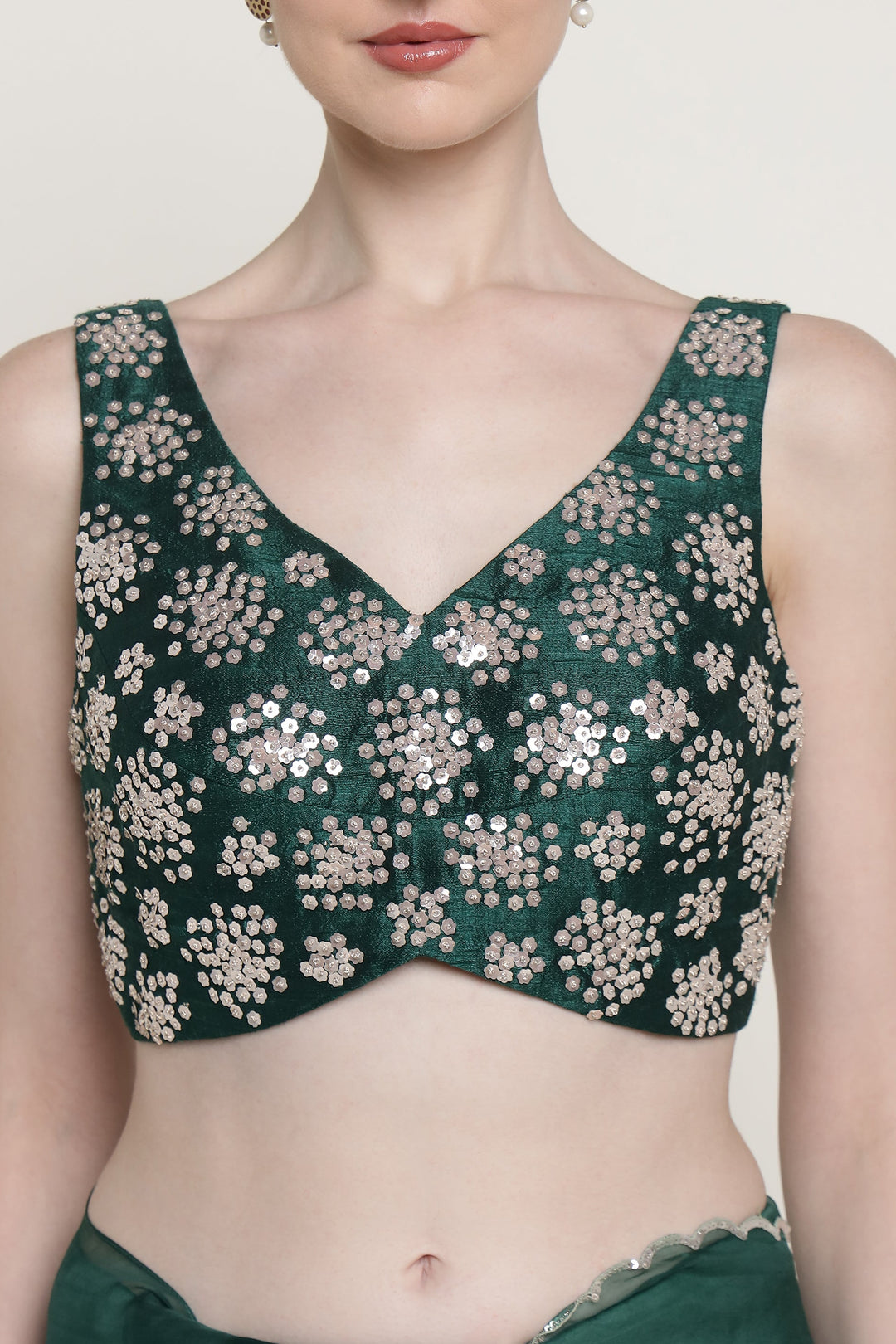 Green Glowing Dandelion Saree