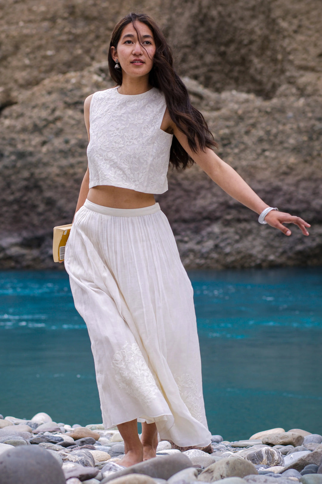 White Shadow Bloom Skirt Top