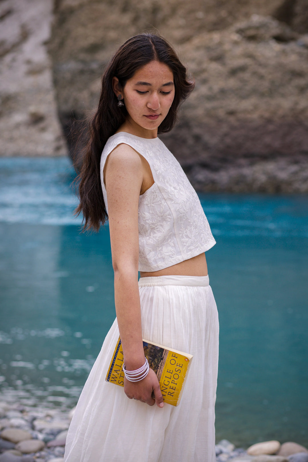 White Shadow Bloom Skirt Top