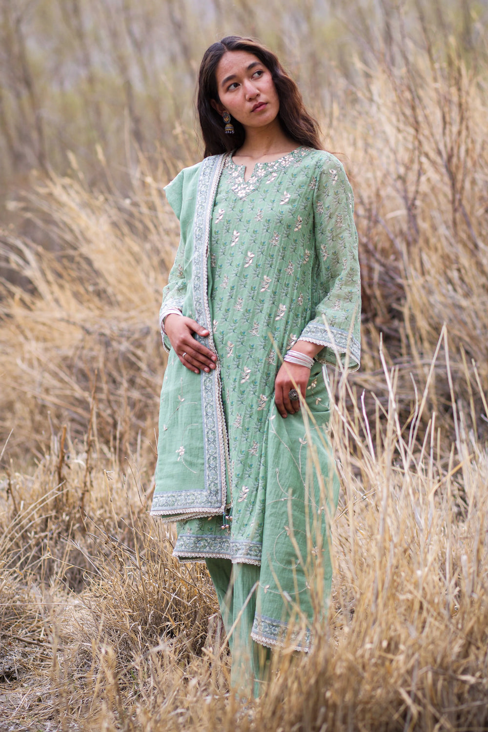 Green Ava Ari Kurta Set