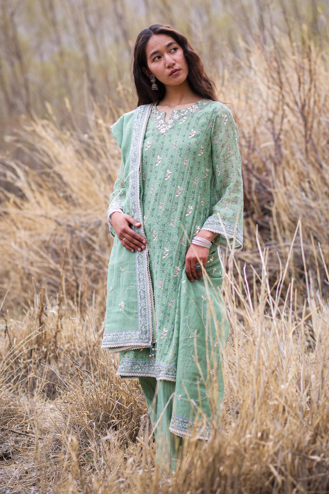 Green Ava Ari Kurta Set