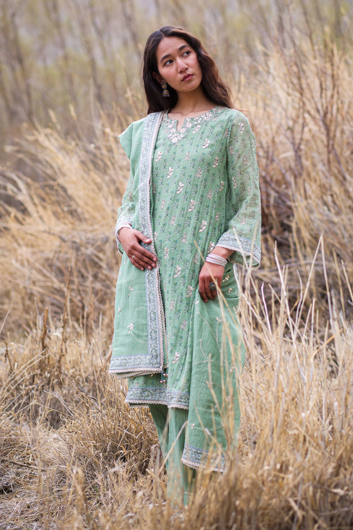 Green Ava Ari Kurta Set