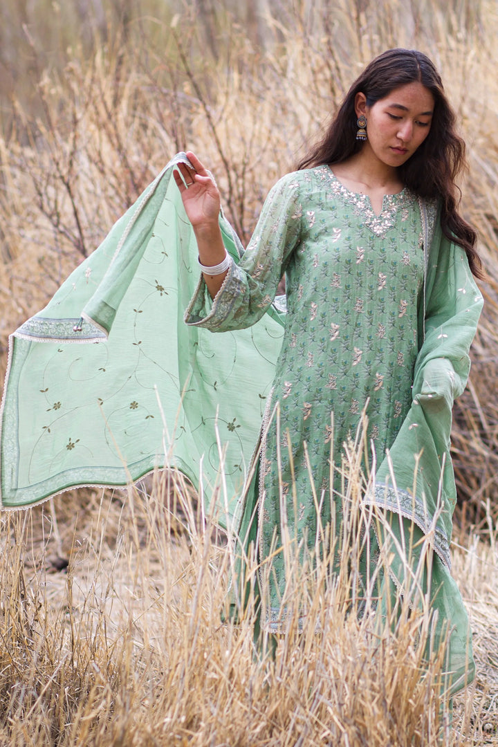 Green Ava Ari Kurta Set