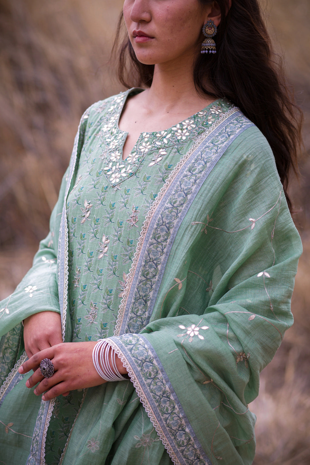 Green Ava Ari Kurta Set