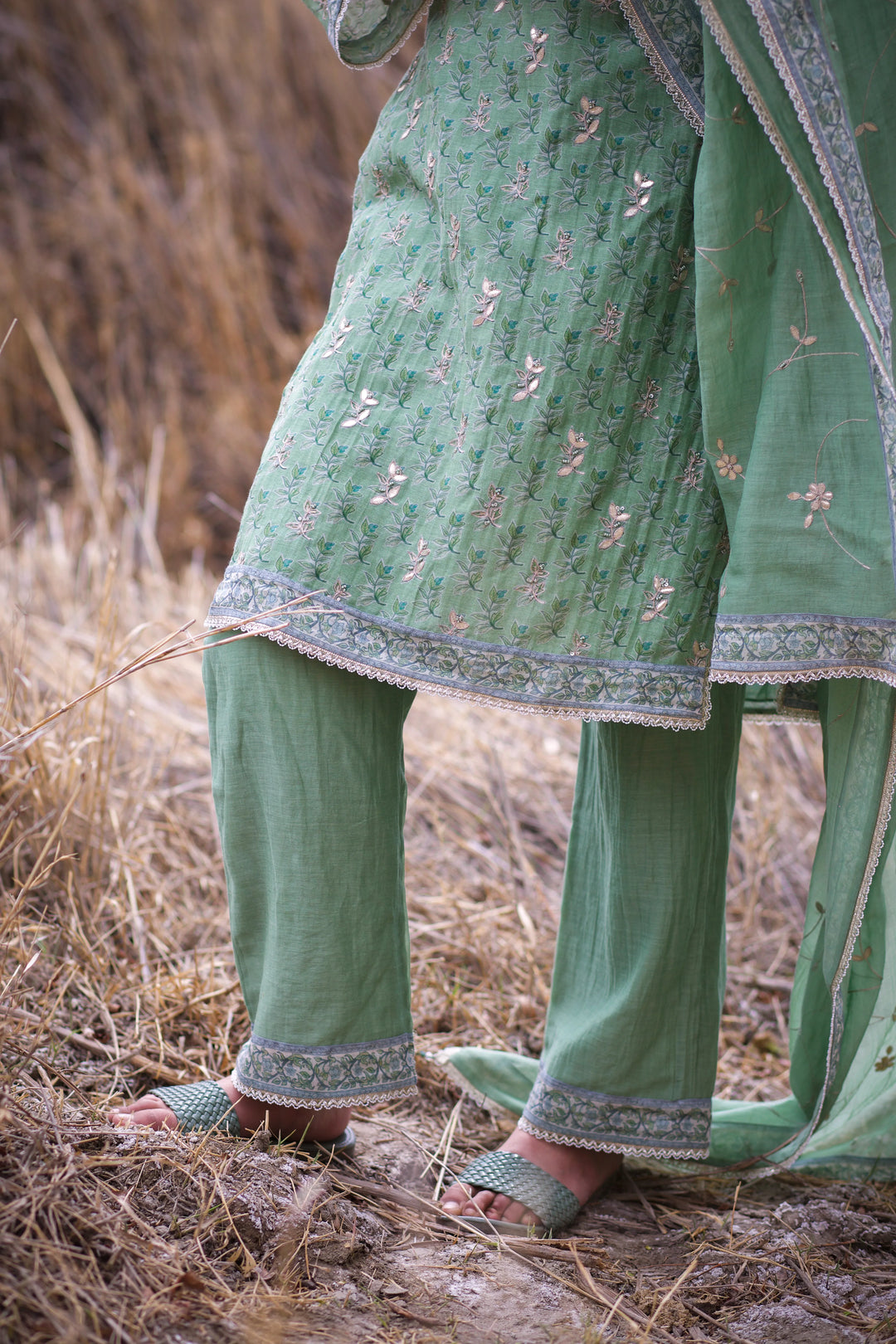 Green Ava Ari Kurta Set