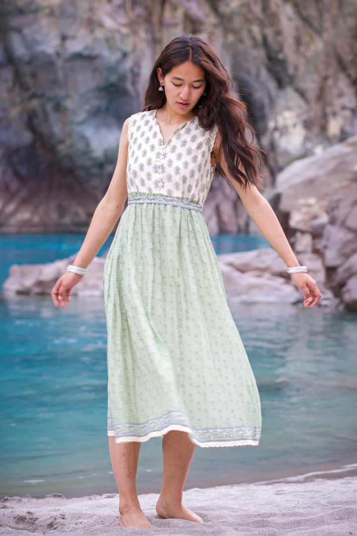Green & White Jessa Dress