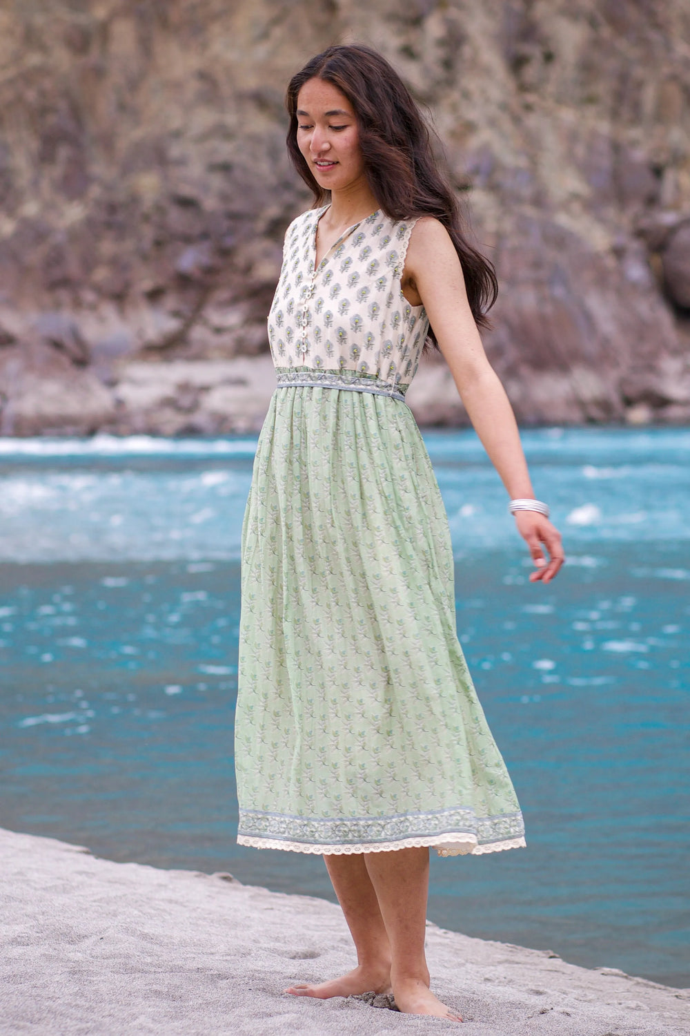 Green & White Jessa Dress