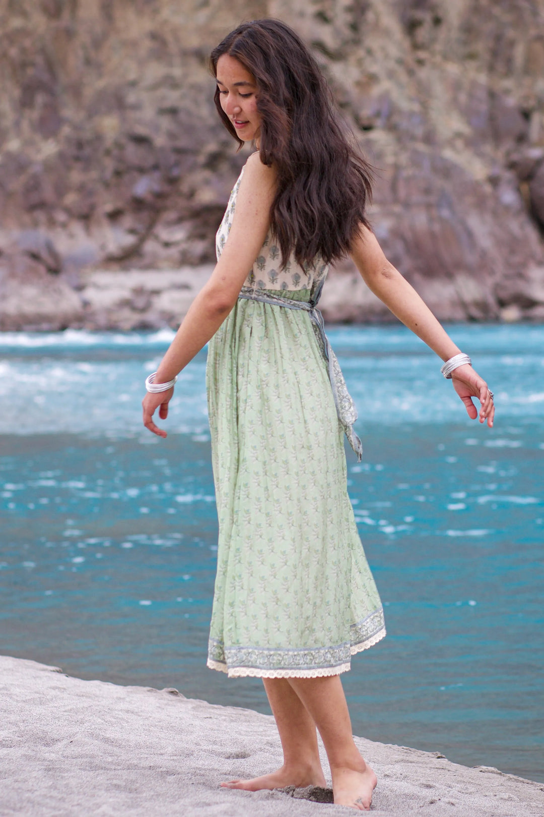 Green & White Jessa Dress