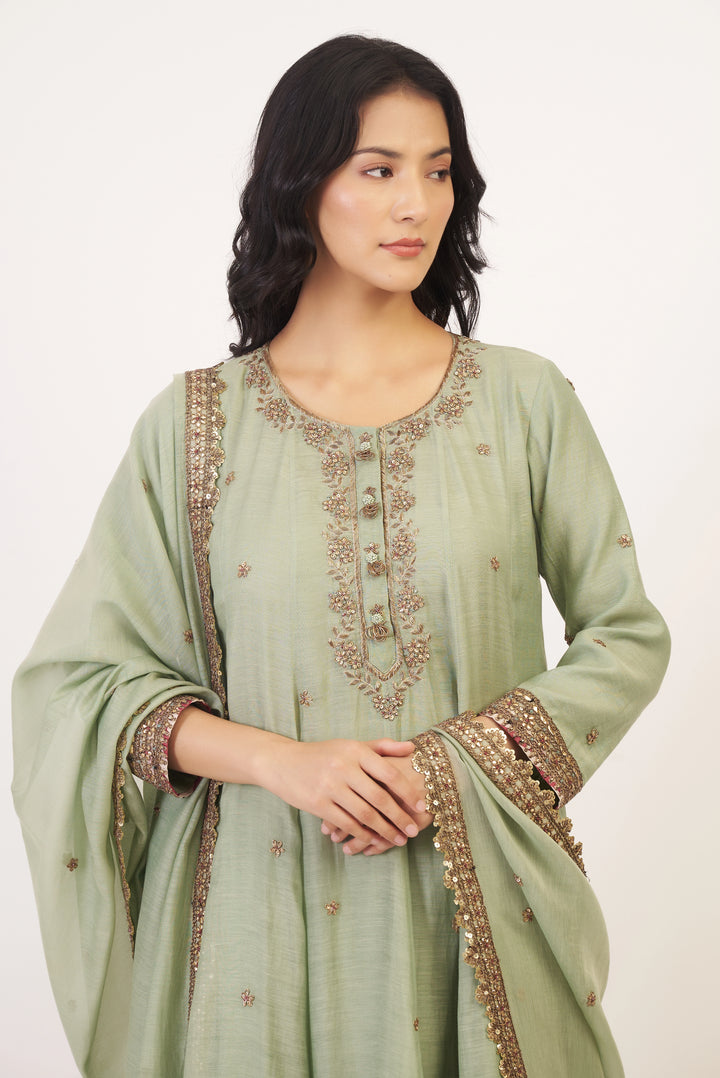 Winter Teal Gul Sadaf Anarkali