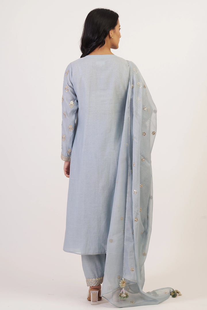 Ice Blue Vrinda Yoke Kurta Set