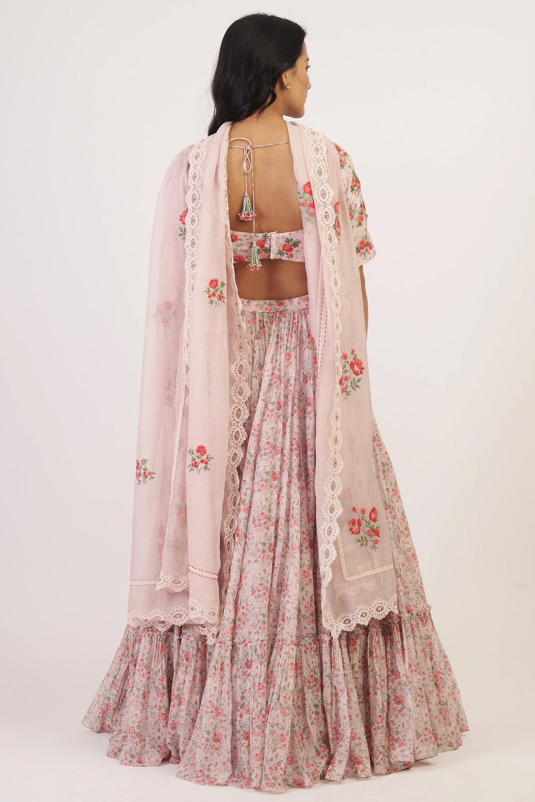 Pink Rosette Lehenga