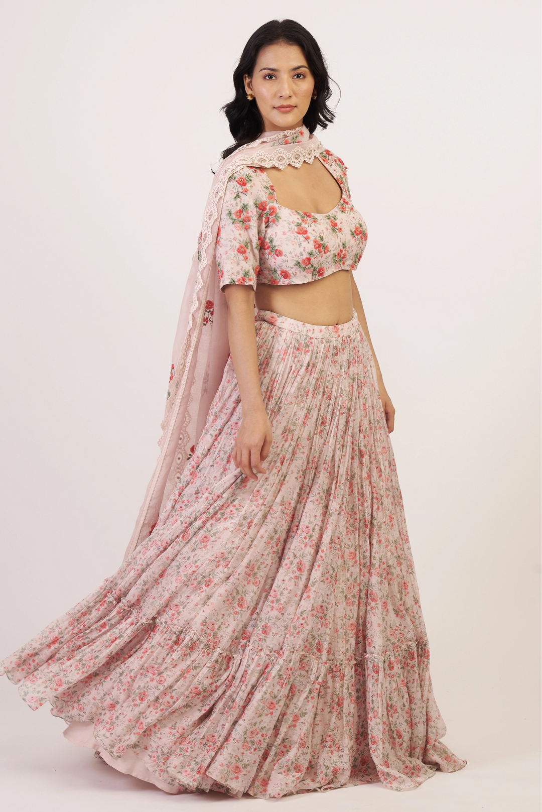 Pink Rosette Lehenga