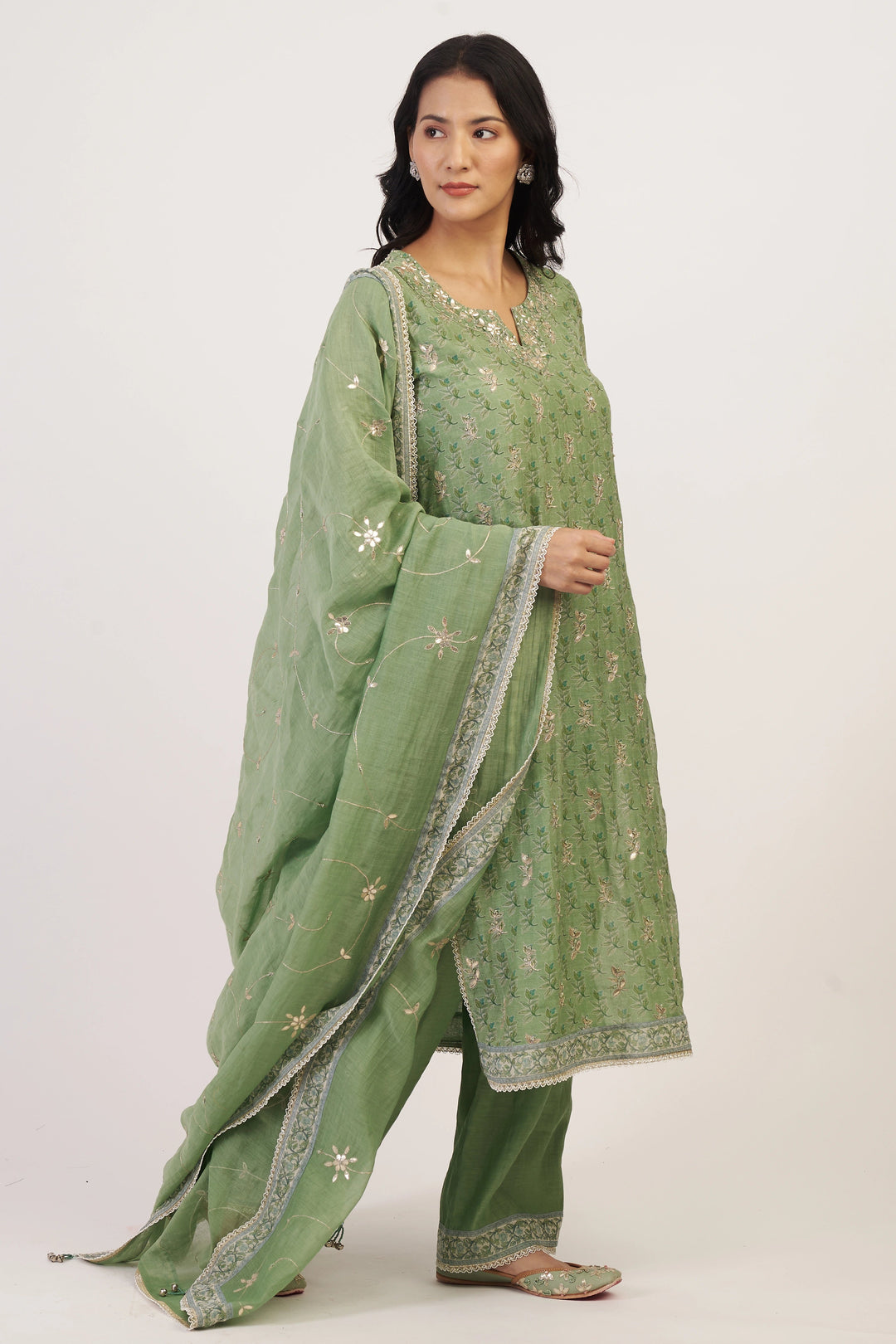 Green Ava Ari Kurta Set