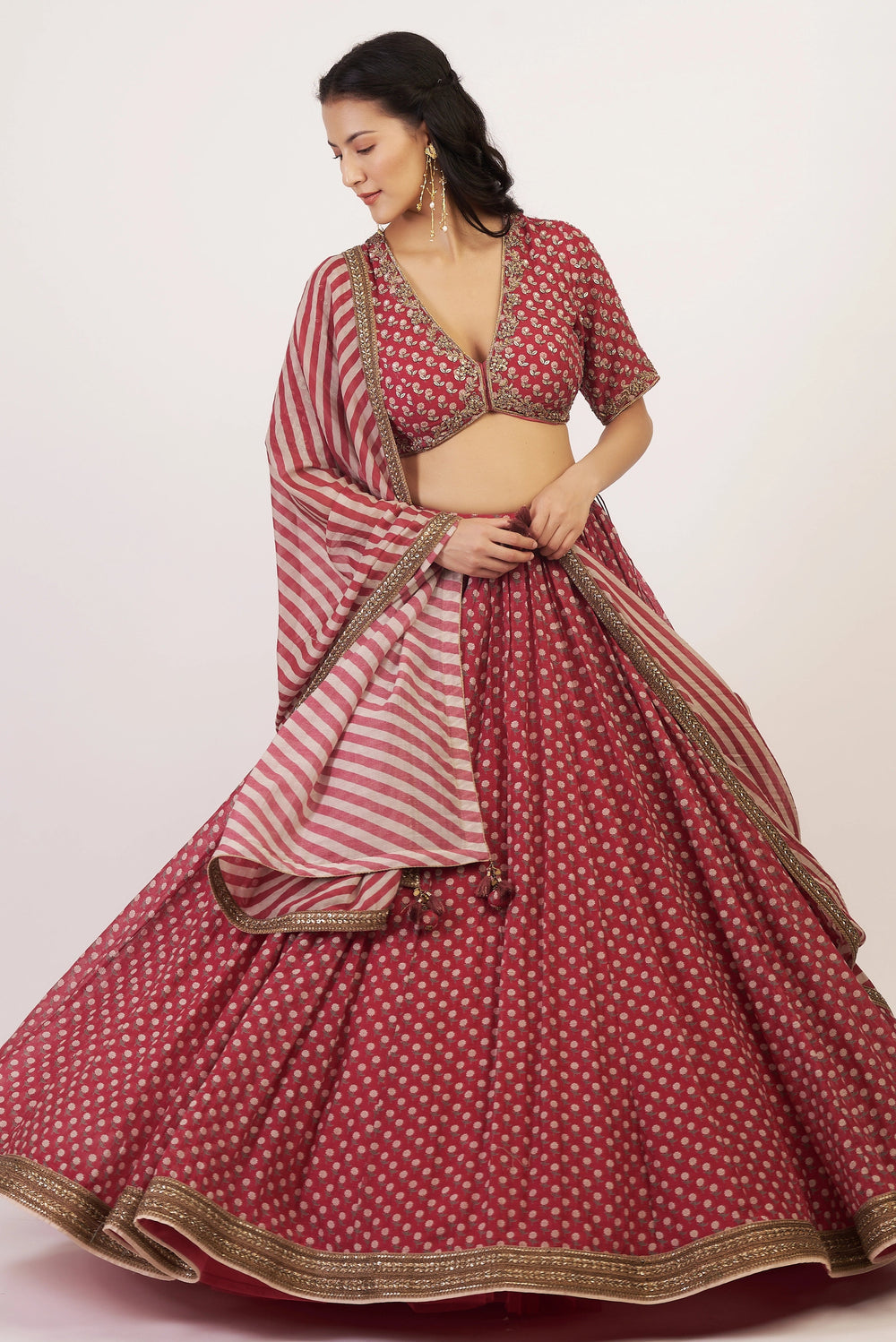 Red Anargul Lehenga