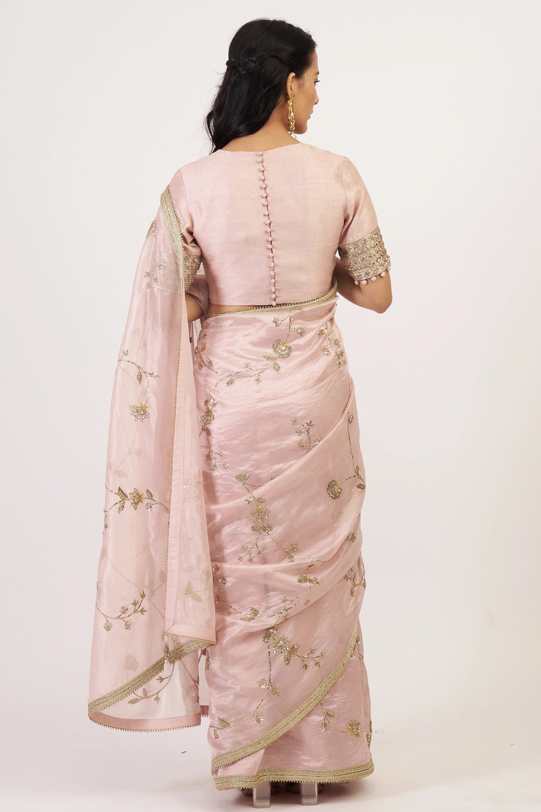 Pink Tissue Zareen Saree