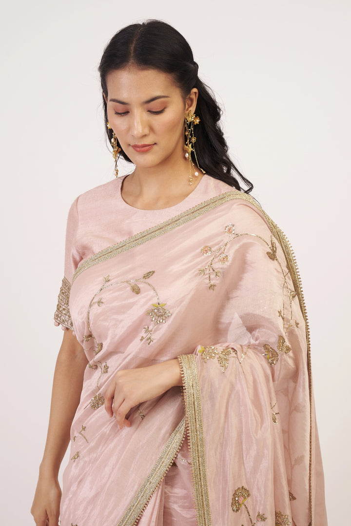 Pink Tissue Zareen Saree