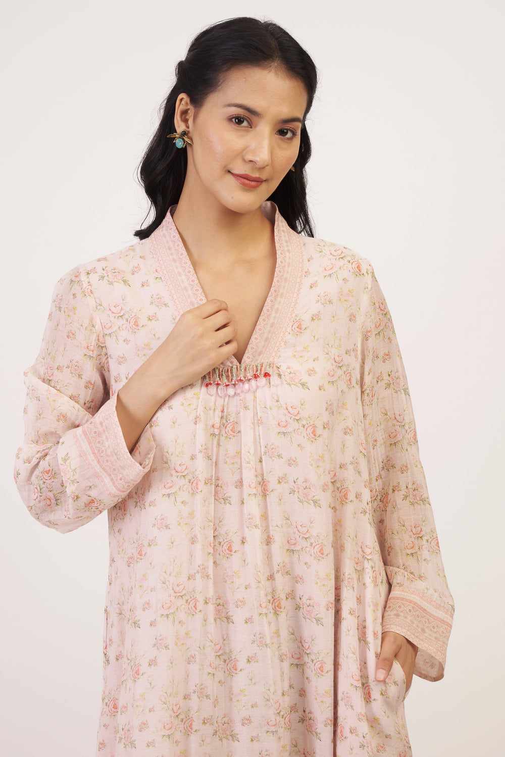 White & Pink Rosette Dress