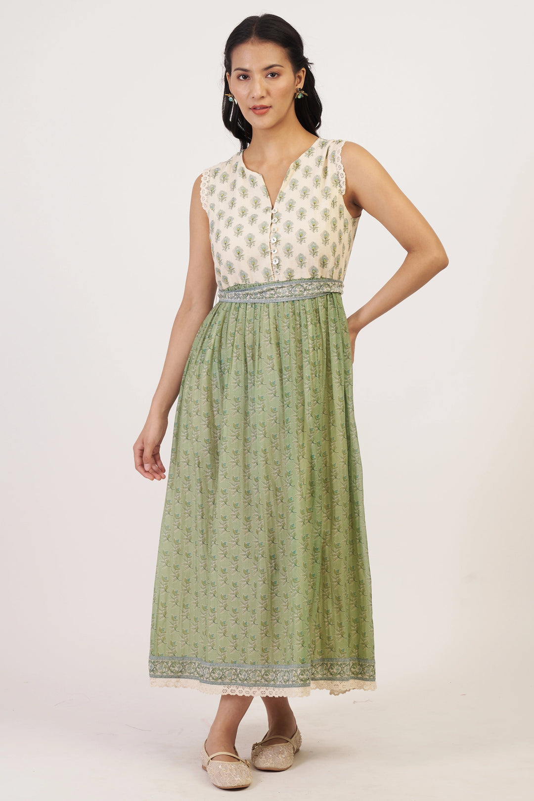 Green & White Jessa Dress