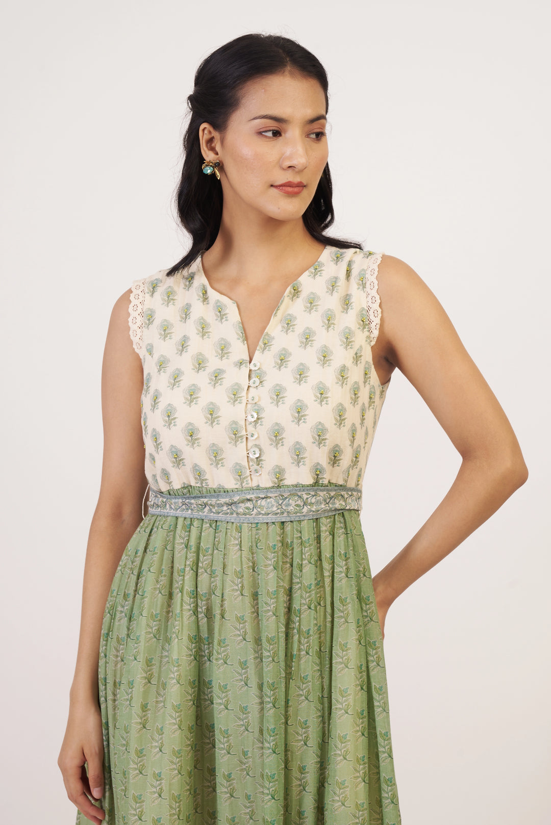 Green & White Jessa Dress