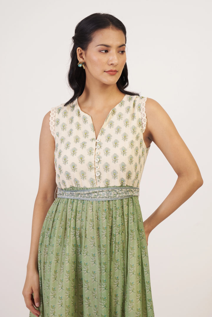 Green & White Jessa Dress