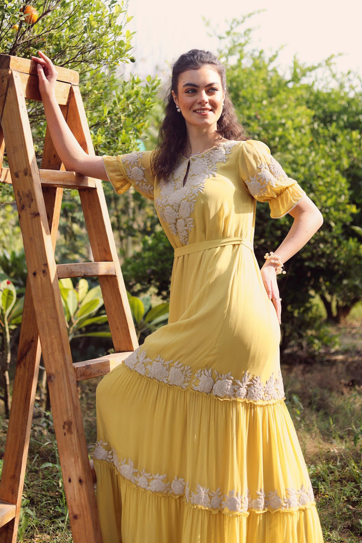 Yellow Gardenia Harvest Long Dress