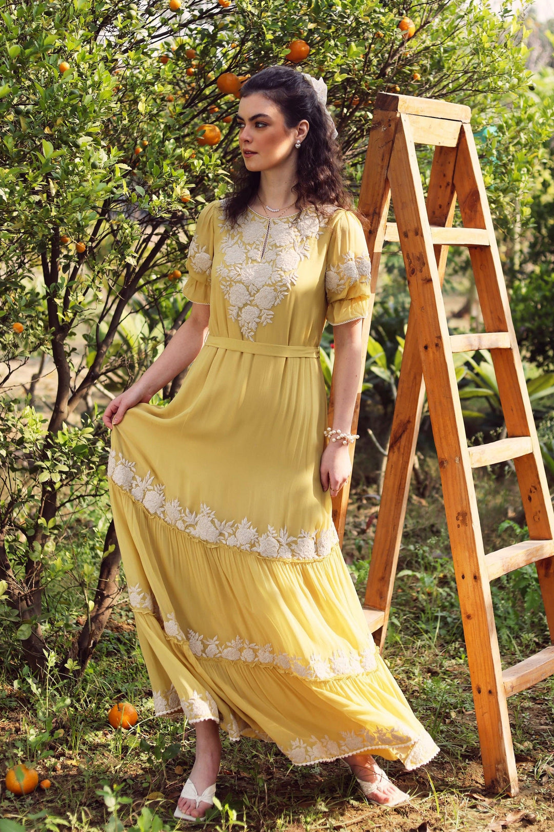 Yellow Gardenia Harvest Long Dress (Ready To Ship)