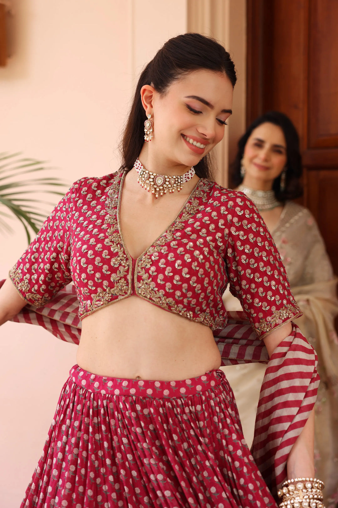 Red Anargul Lehenga