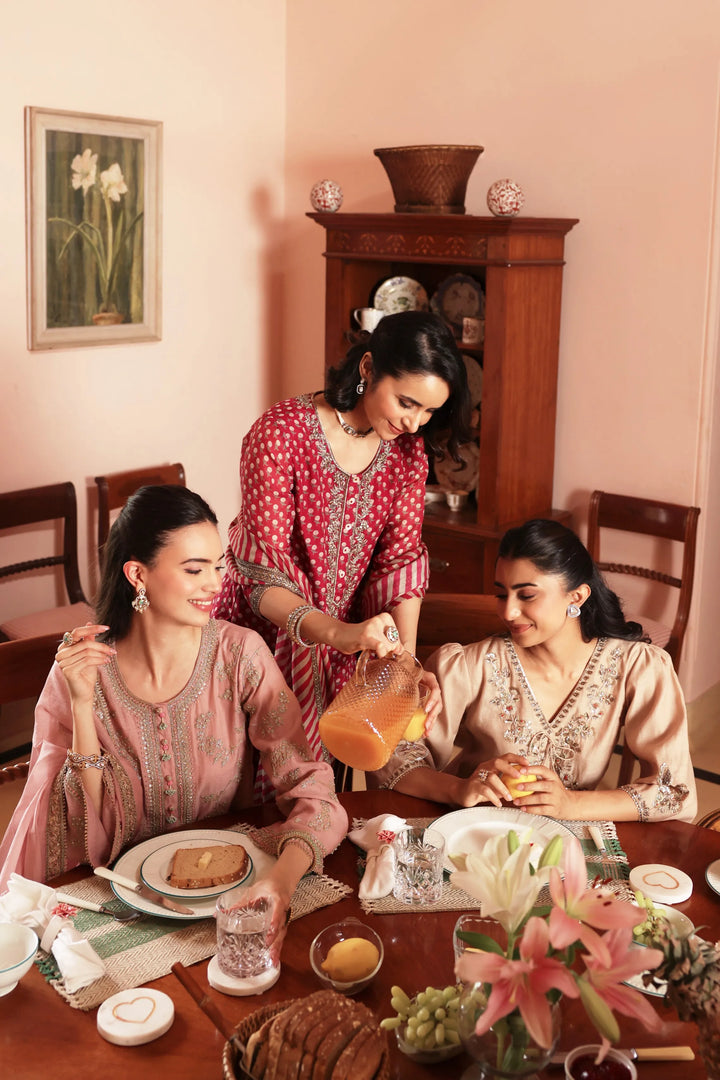 Red Anargul Kurta Set