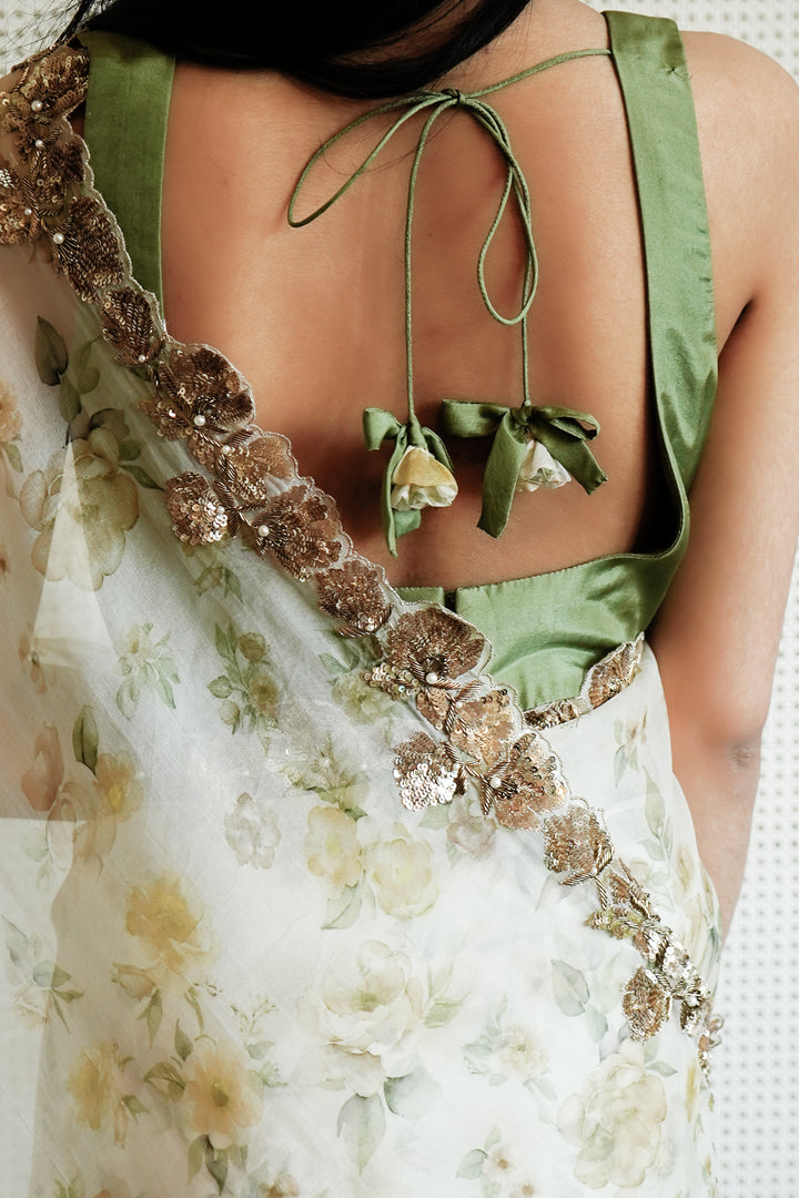 Ivory Rose Organza Saree