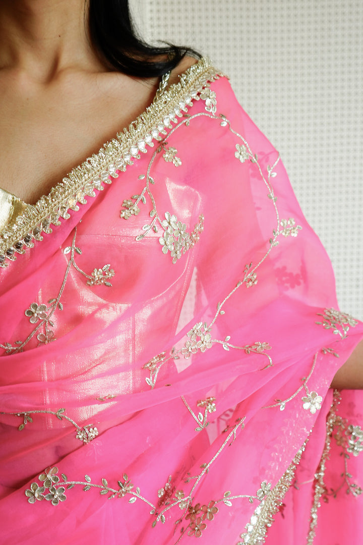 Magenta Vrinda Jaal Saree