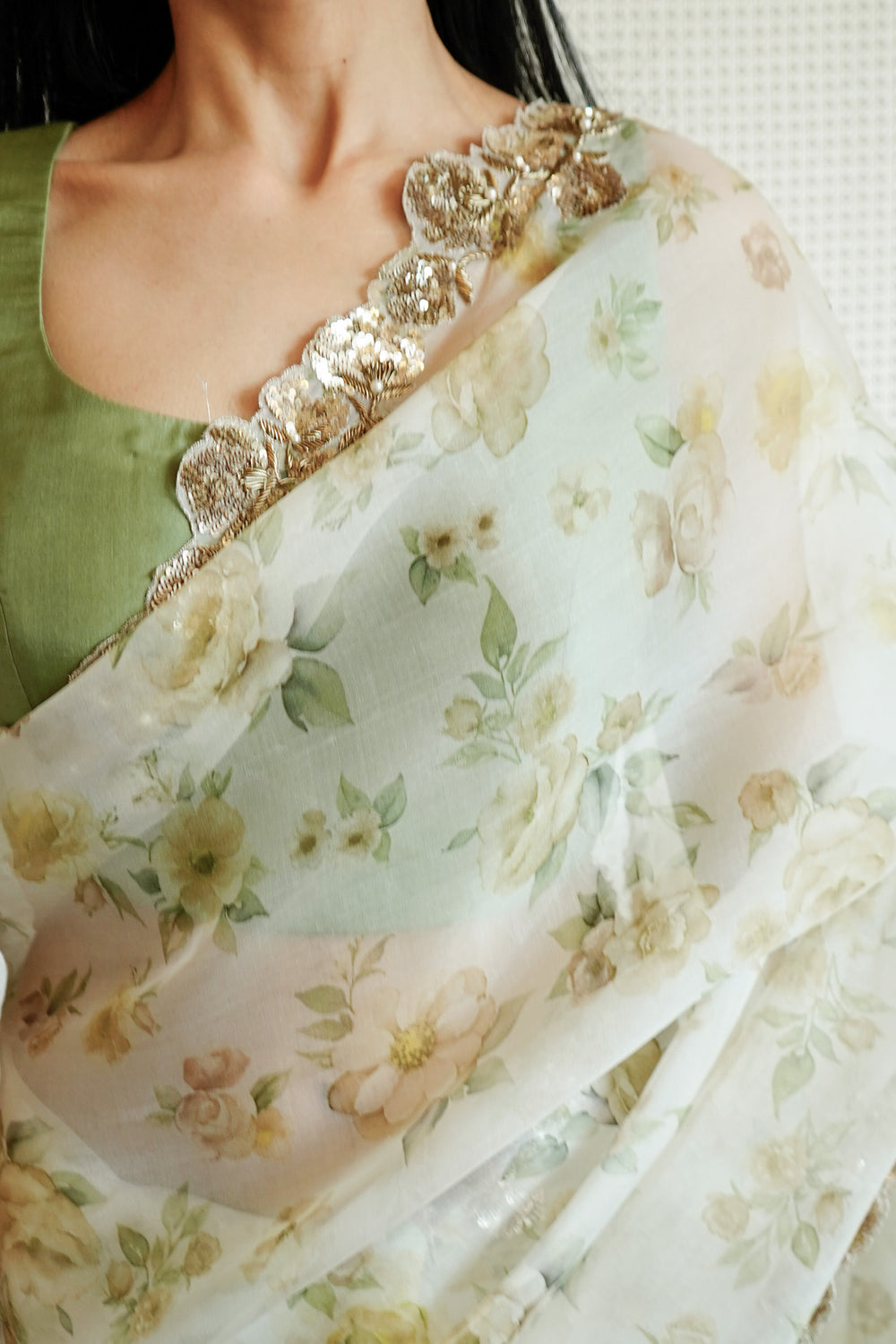 Ivory Rose Organza Saree