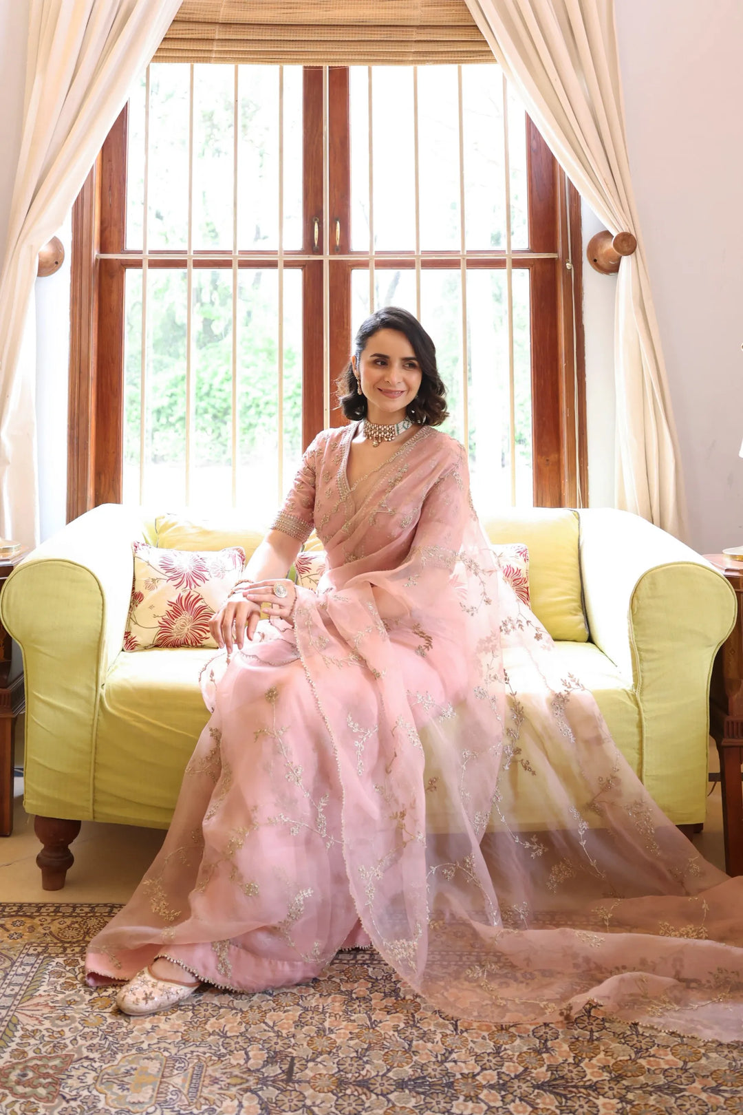 Noor Pink Vrinda Dori Saree Set