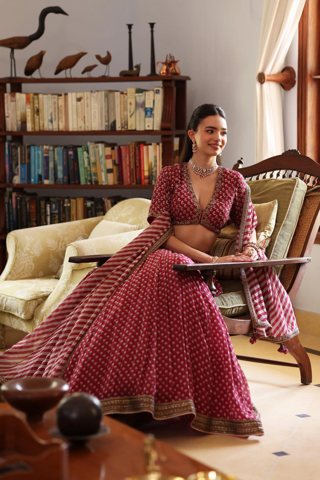 Red Anargul Lehenga