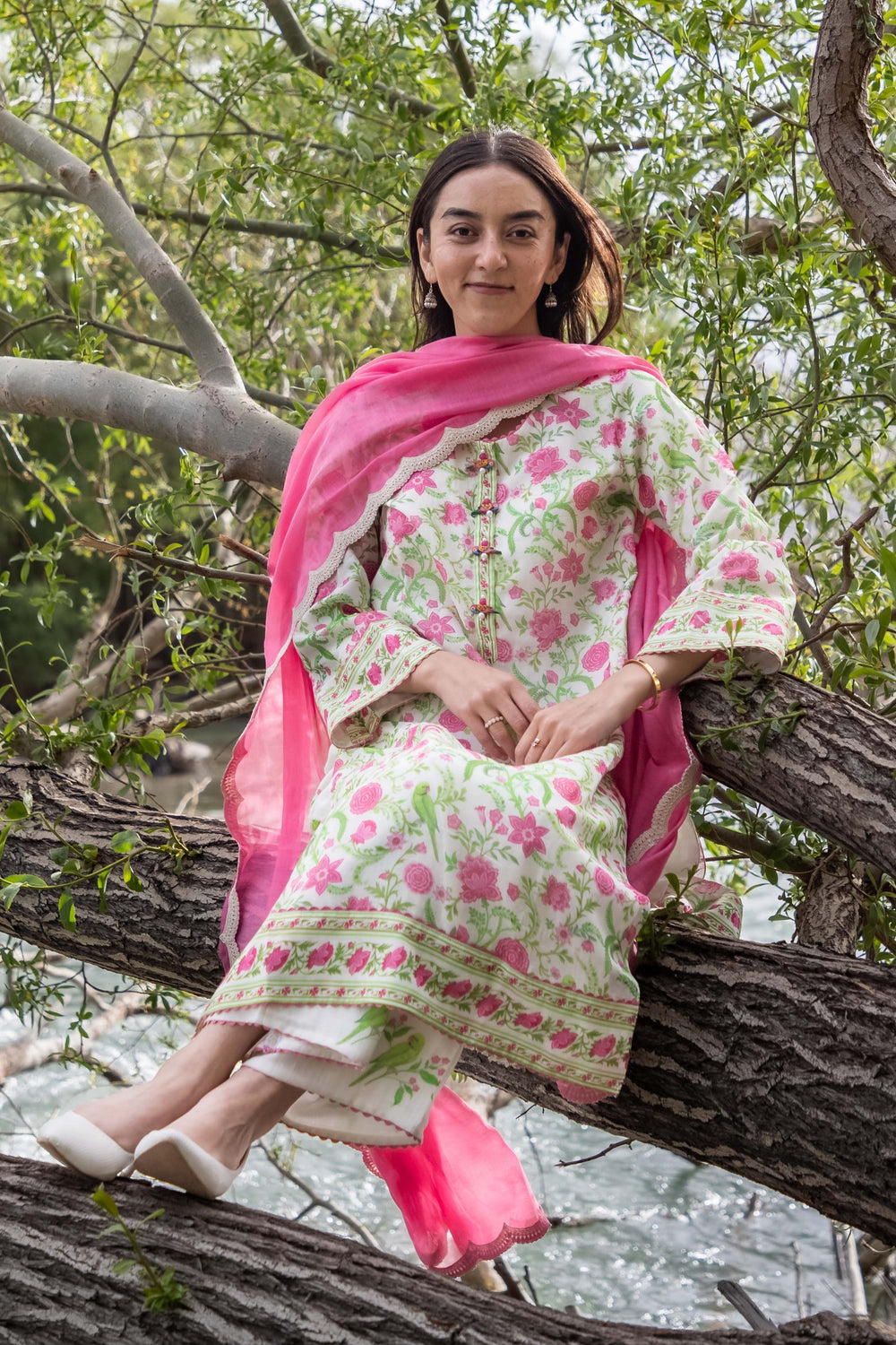 Printed Parrot Kurta Set