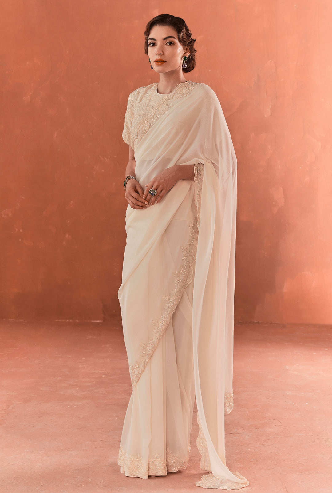 Ivory Chandelier Saree S - Main Image