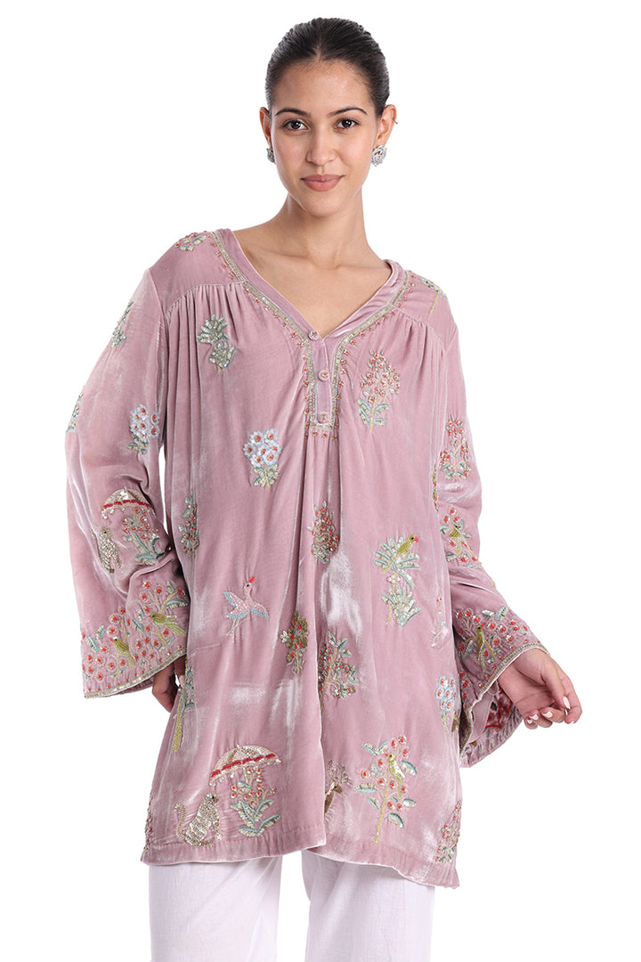 Lavender Velvet Machan Tunic