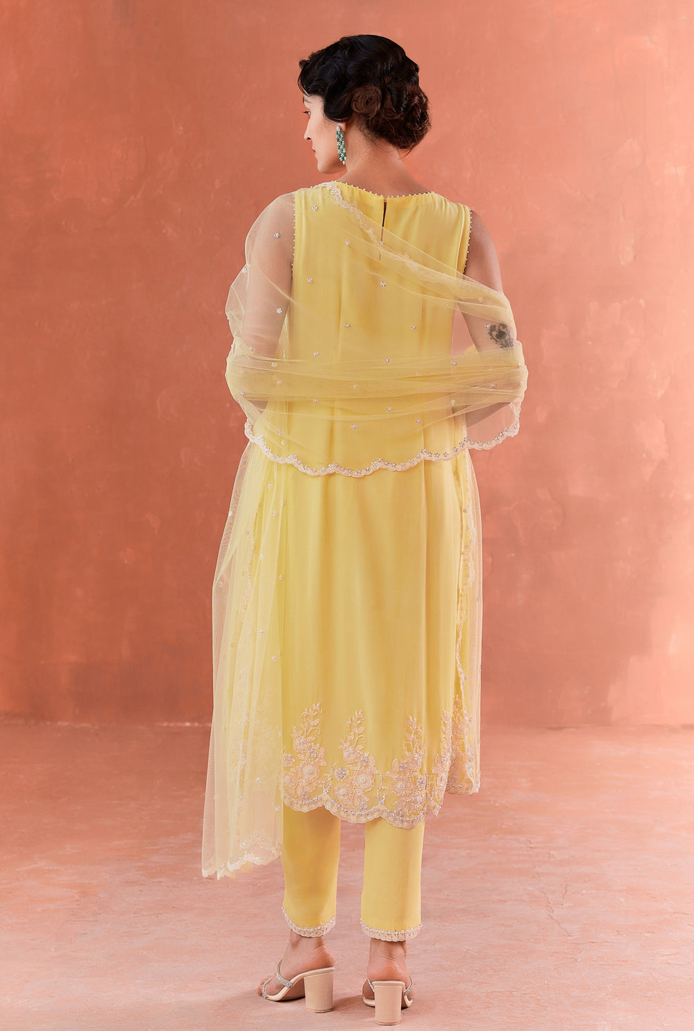 Yellow Amaria A-line Long Kurta
