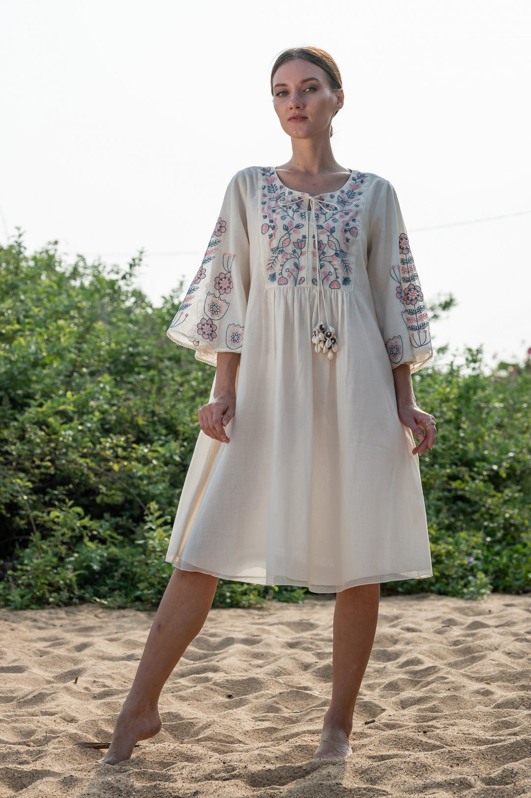 White Hand Embroidered Tunic from Ambar Collection