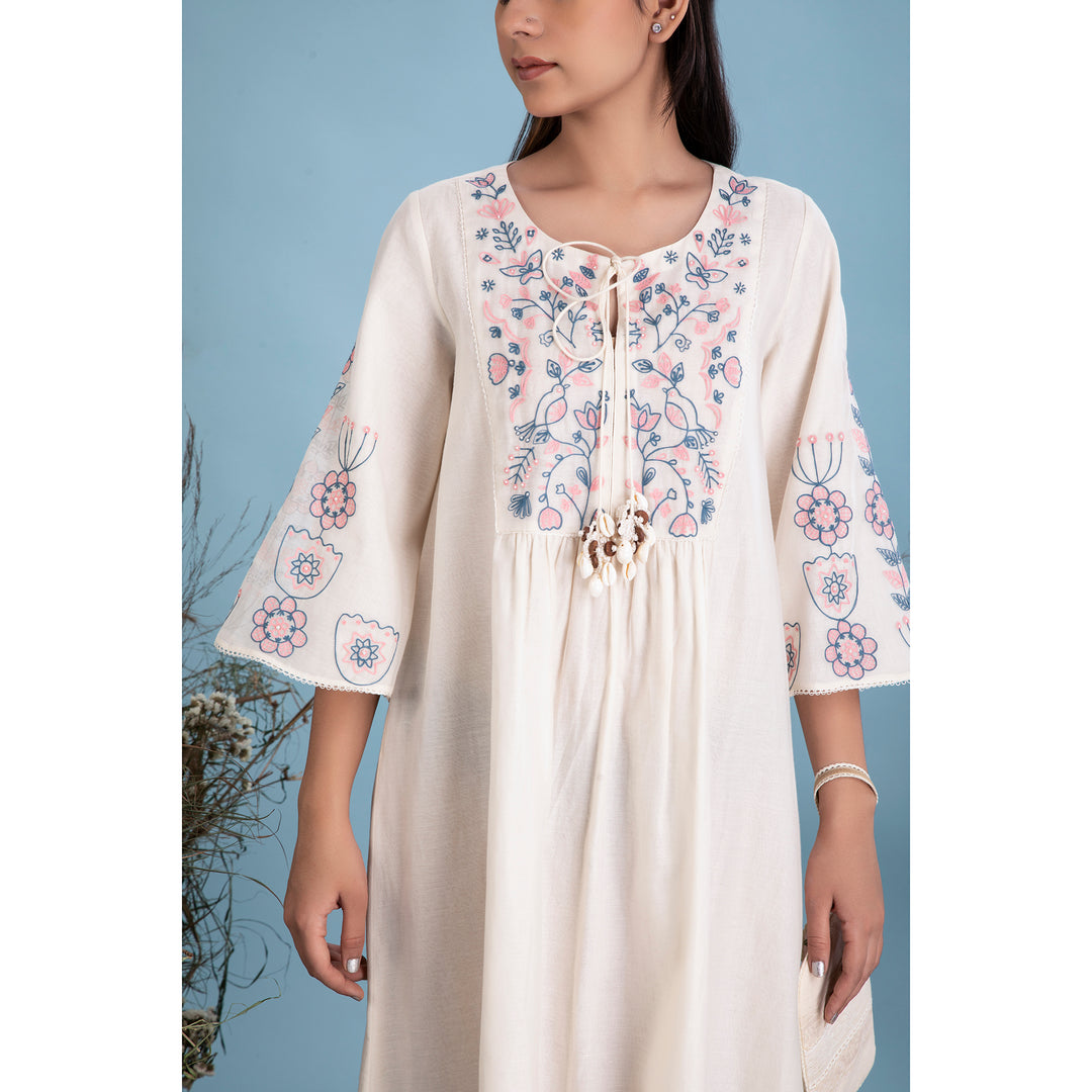 Hand Embroidered Tunic in Chiffon Fabric