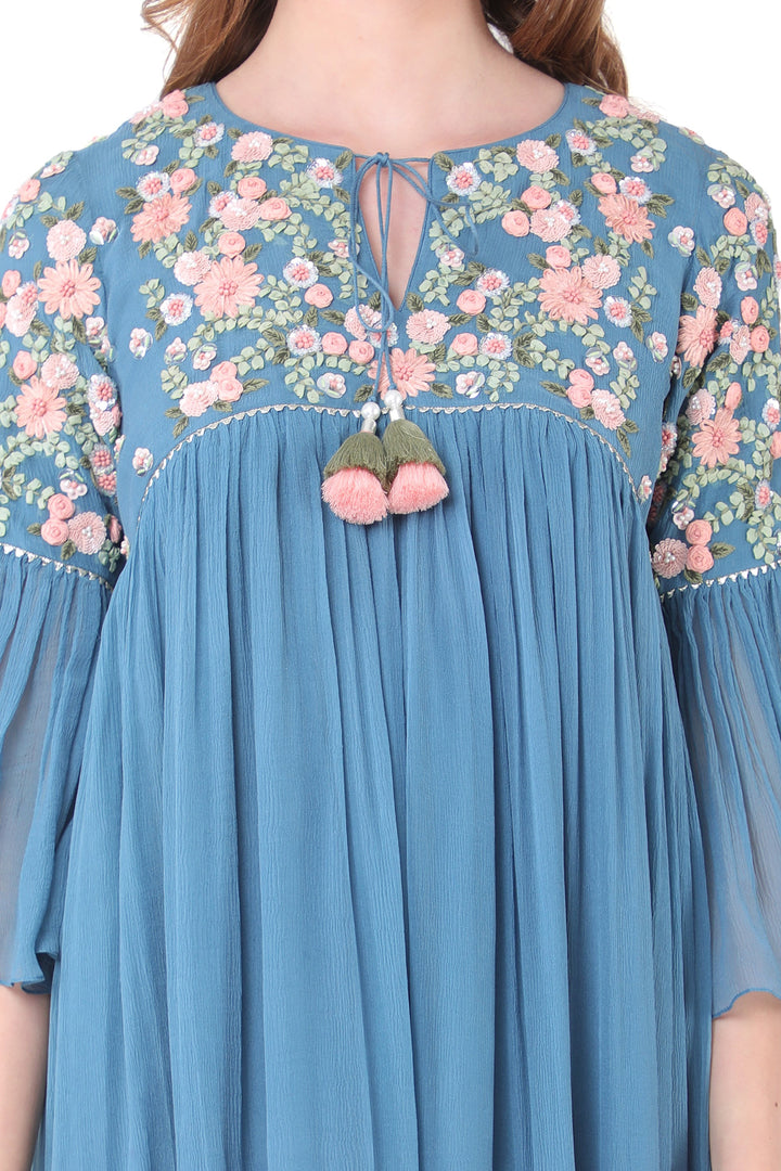 Blue Peach Ribbon Dress