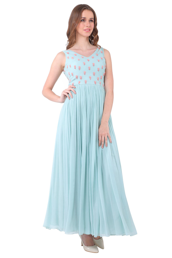 Teal Small Flower Maxi