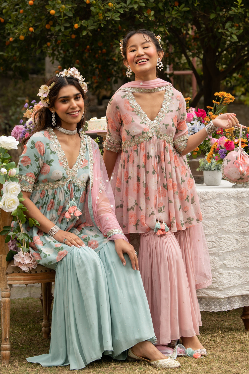 Blue Citrus Rose Garara Set